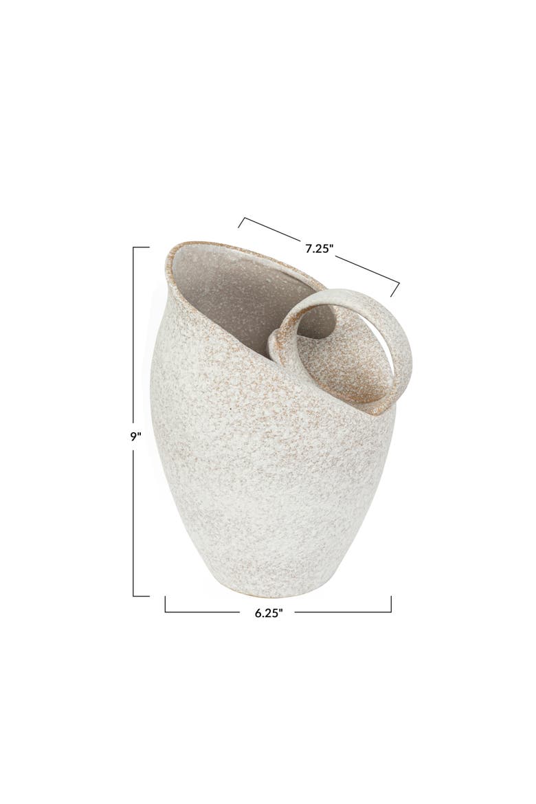 9-Inches 82-Ounce Textured Stoneware Pitcher in Reactive Glaze, White, Alternate, color, White