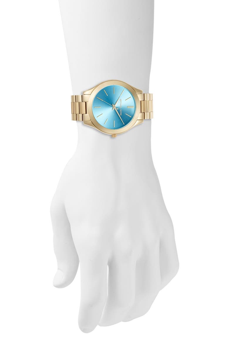'Slim Runway' Bracelet Watch, 42mm, Alternate, color, GOLD/ BLUE