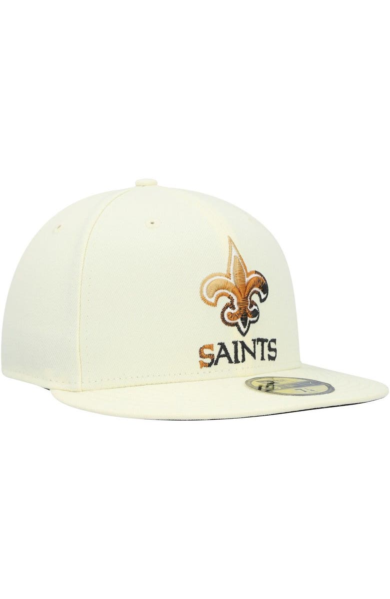 New Era Men's New Era Cream New Orleans Saints Chrome Color Dim 59FIFTY Fitted Hat, Alternate, color, 