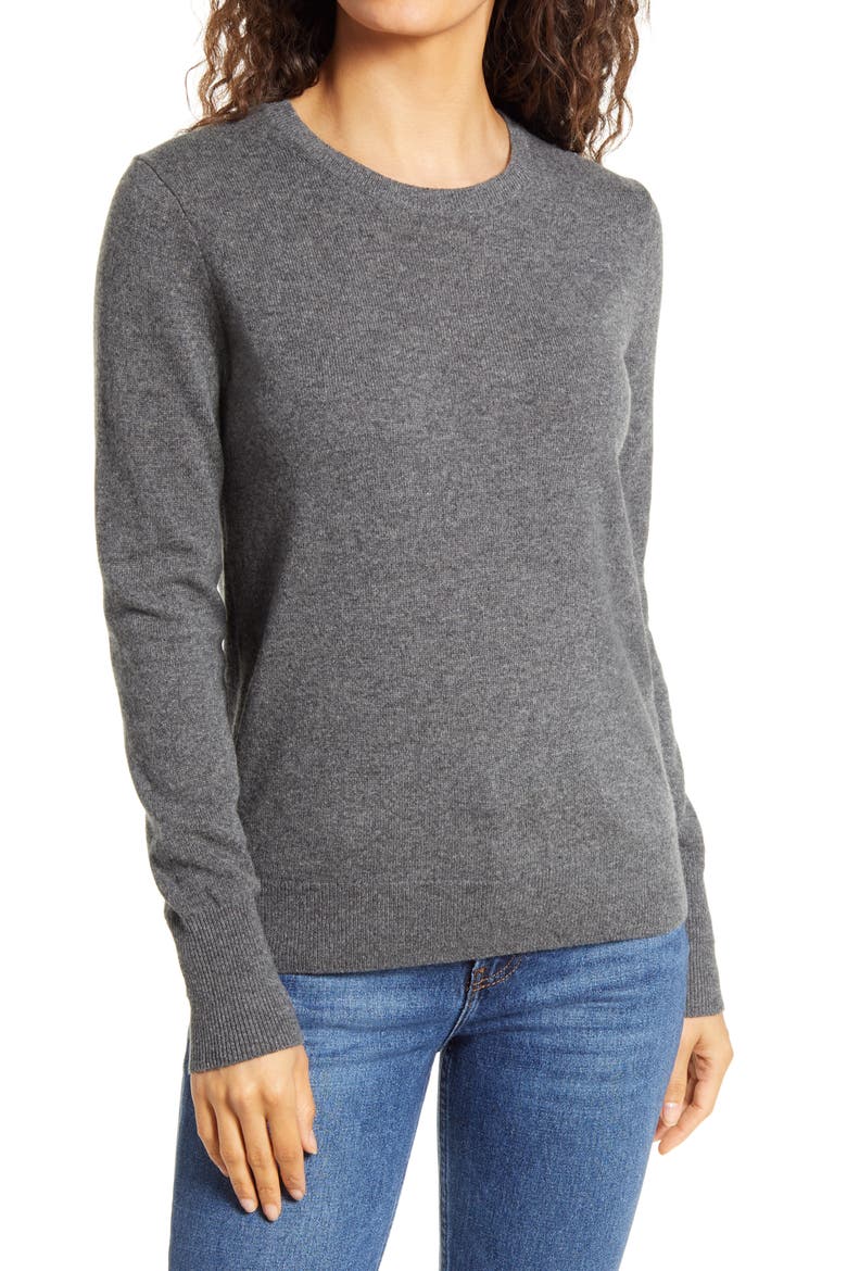 The Cashmere Crew Sweater, Main, color, CHARCOAL