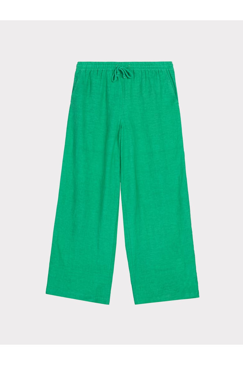 Drawstring Wide Leg Linen Trousers, Alternate, color, Mermaid Green