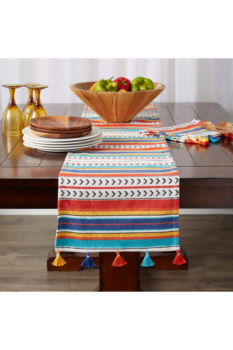 Picante Stripe Tassel Table Runner, Alternate, color, Picante Stripe