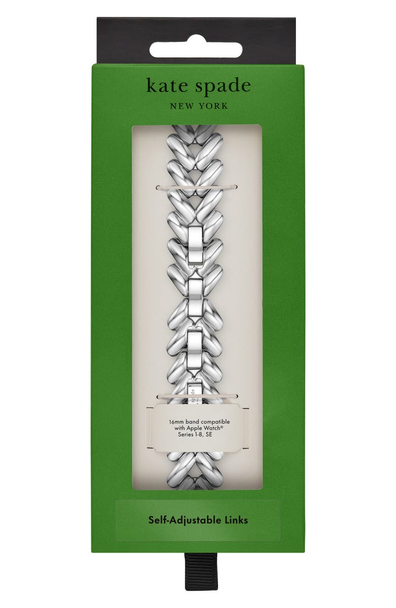 Kate Spade New York herringbone 16mm Apple Watch<sup>®</sup> bracelet watchband, Alternate, color, Silver