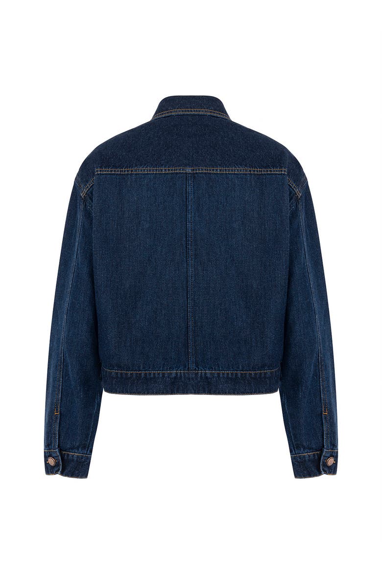 Seashell Designed Jean Jacket, Alternate, color, Navy Blue