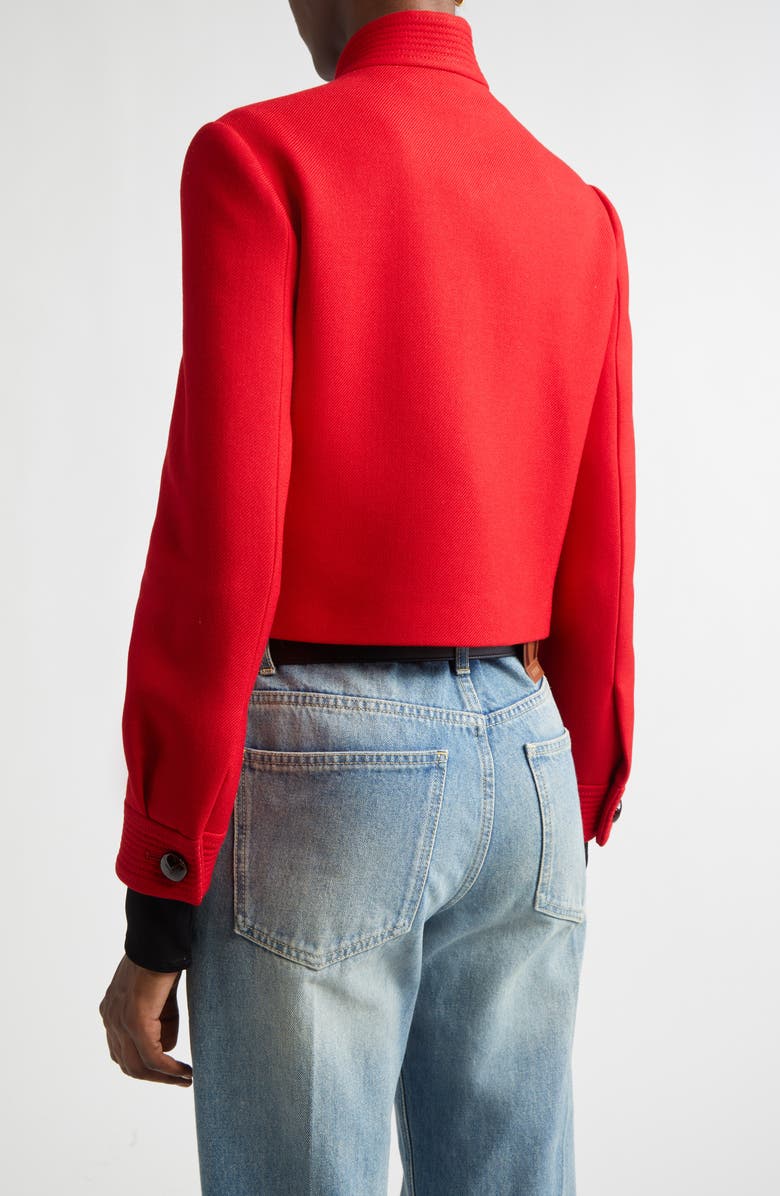 Valentino V-Detail Wool & Silk Double Drill Jacket, Alternate, color, Deep Red