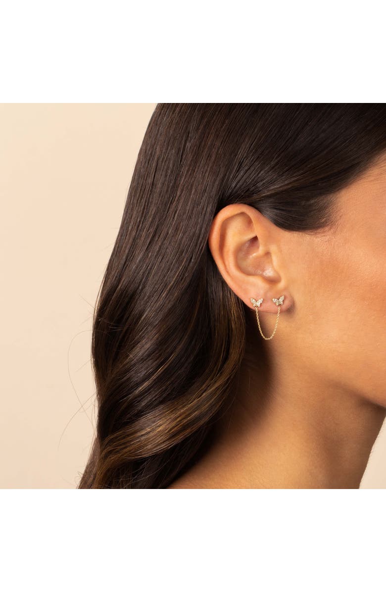 BY ADINA EDEN Diamond Pave Double Butterfly Chain Stud Earring 14K, Alternate, color, 