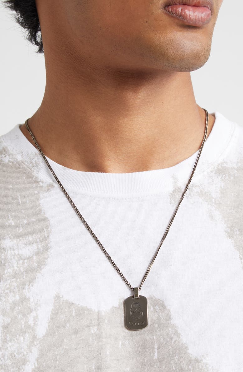 McQueen Skull Plate Pendant Necklace, Alternate, color, Mcq0911sil.v.b Antil
