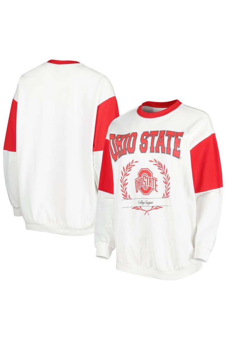 Women's Gameday Couture White Ohio State Buckeyes It's A Vibe Dolman Pullover Sweatshirt, Main, color, White