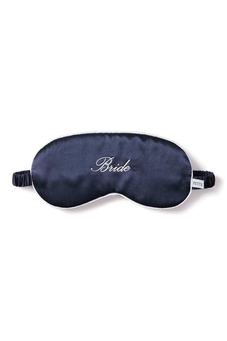 Bride Embroidered Silk Sleep Mask, Main, color, NAVY
