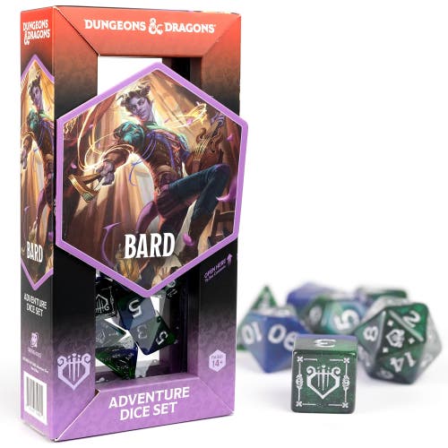 Dungeons & Dragons D&D Adventure Dice Bard Blue & Green, 15Pc Rpg Set in Multicolored  product