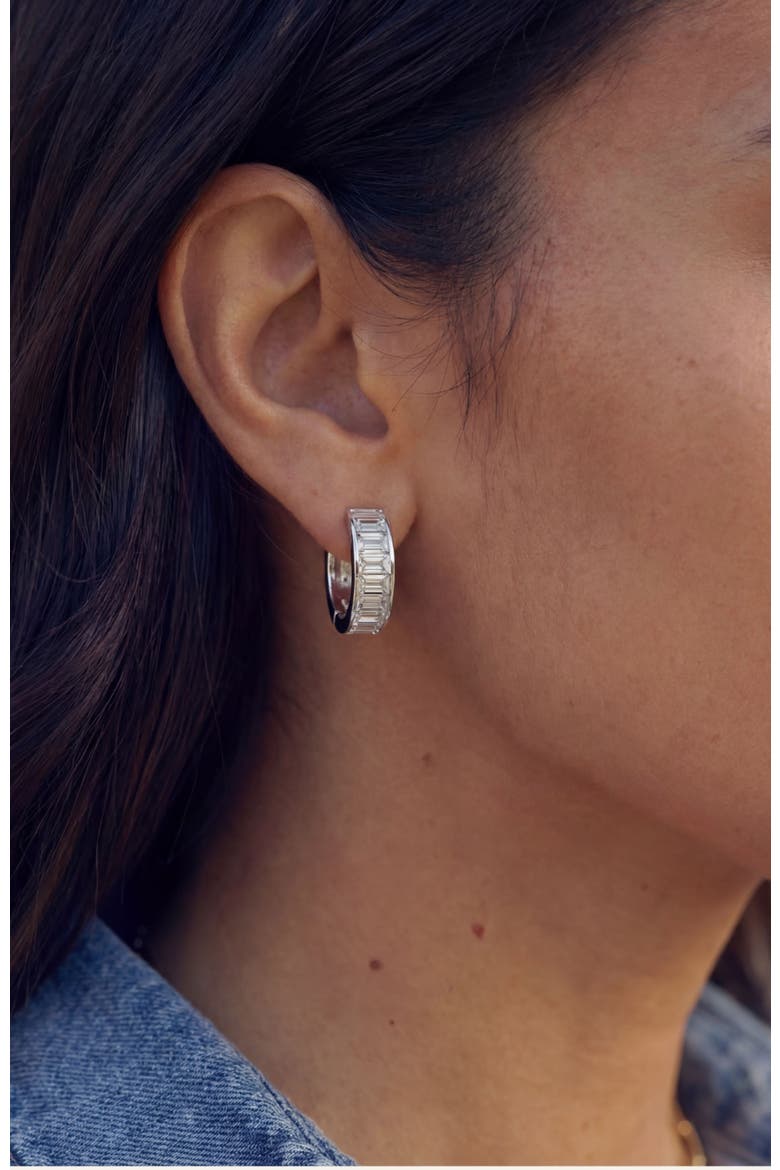 Channel Set Hoop Earrings, Alternate, color, Silver