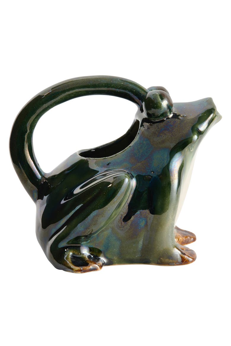 Stoneware Frog Watering Pitcher, Alternate, color, Green