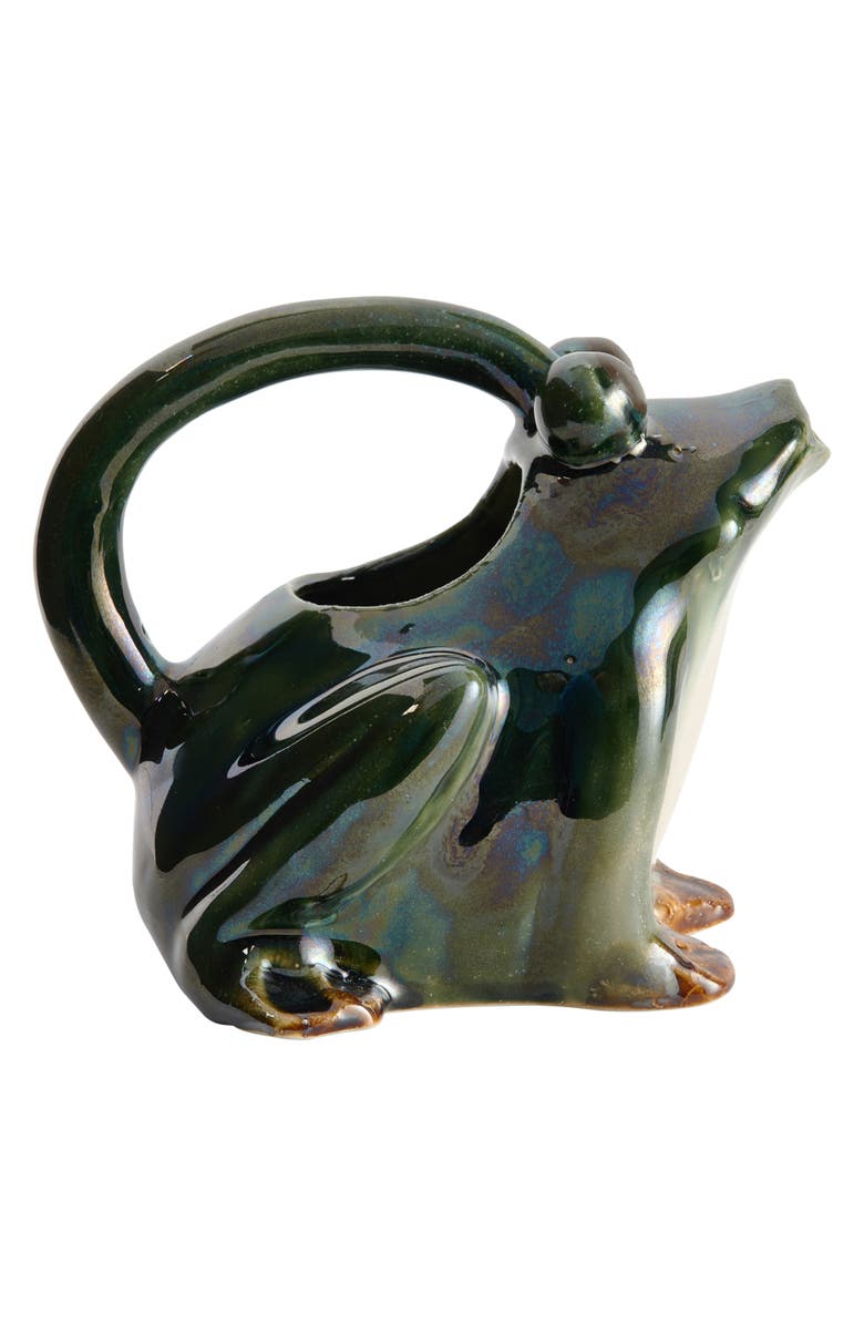 Storied Home Stoneware Frog Watering Pitcher, Alternate, color, Green