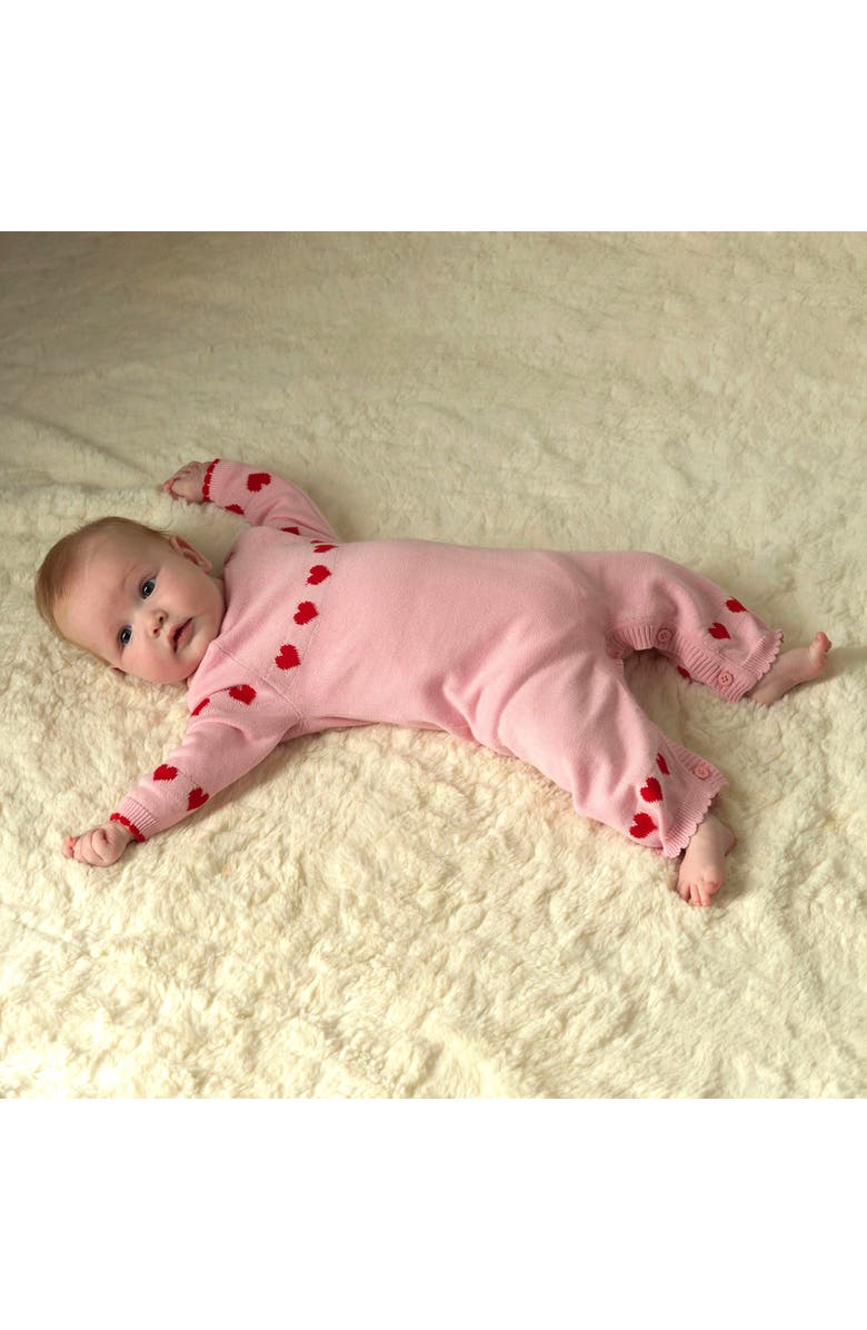Rachel Riley Heart Intarsia Playsuit, Alternate, color, Pink