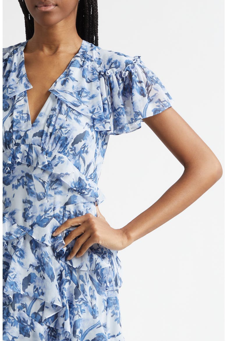 Floral Tiered Ruffle Dress, Alternate, color, NIGHT TIDE MULTI