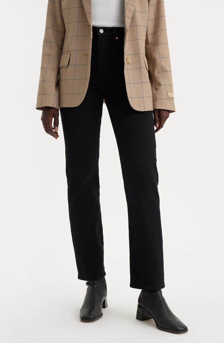 Levi's<sup>®</sup> Wedgie High Waist Straight Leg Jeans, Alternate, color, Flash Black