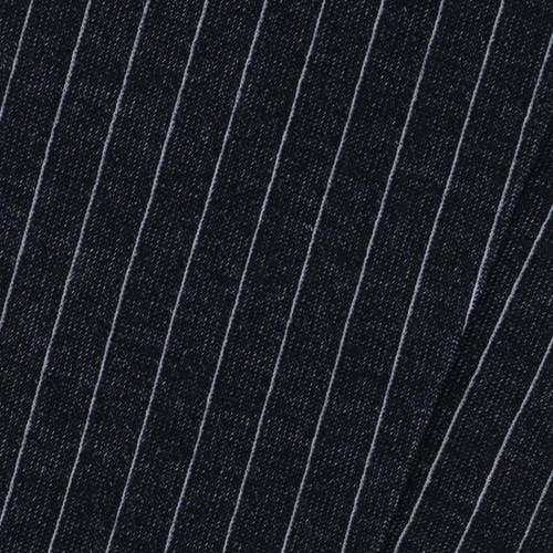 Trafalgar Valentino Vertical Stripe Over The Calf Mercerized Cotton Sock In Black With Ash Stripes