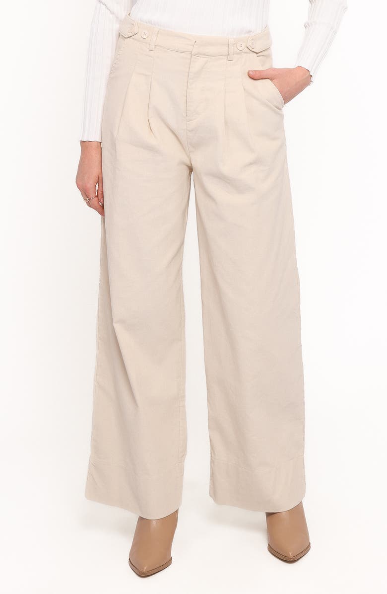 Petal & Pup Faelan Wide Leg Corduroy Pants, Main, color, Beige