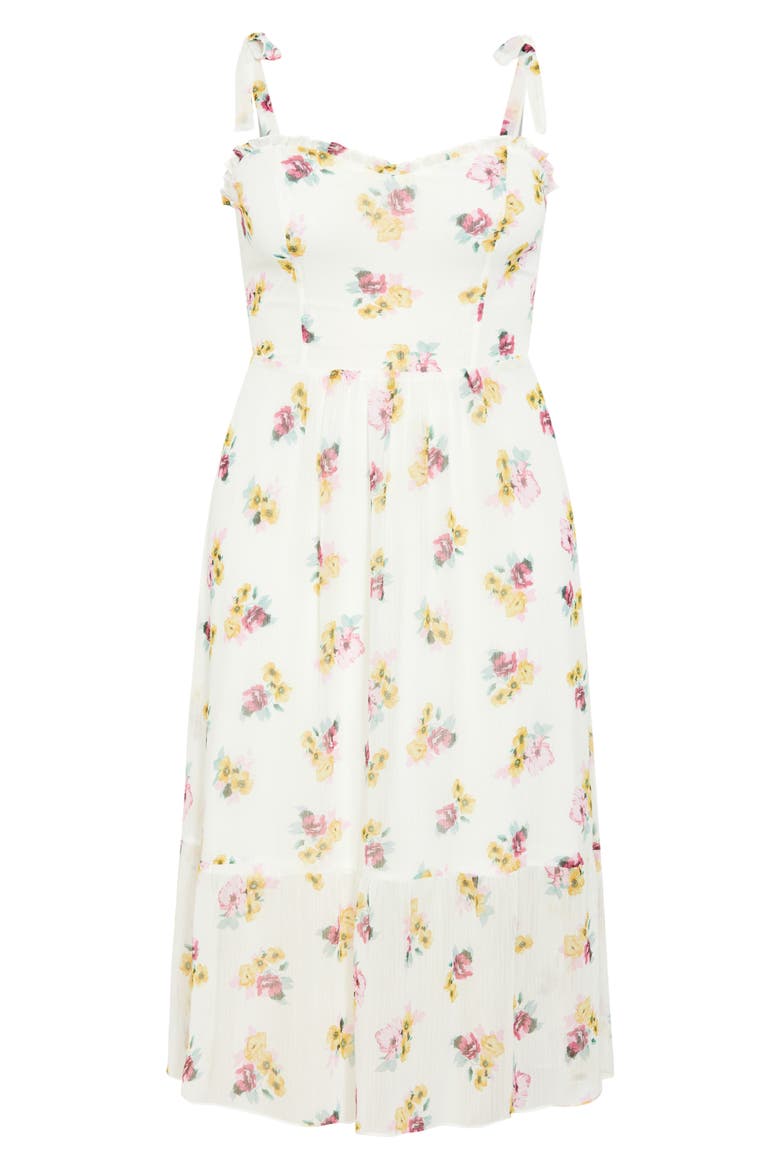 Ariadne Floral Tie Strap Midi Sundress, Alternate, color, IVORY DITSY