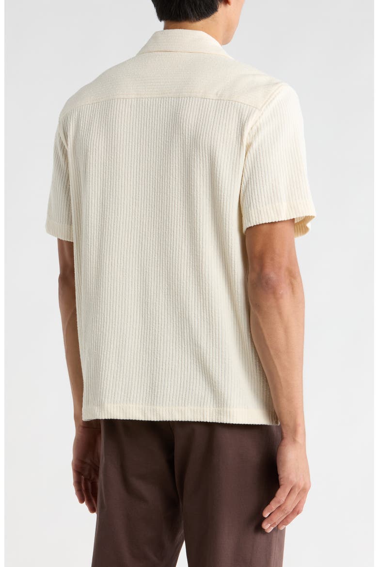 Textured Short Sleeve Button-Up Shirt, Alternate, color, CREAM