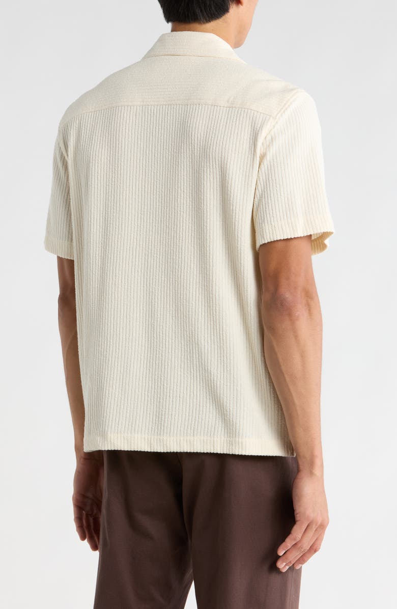 DENIM AND FLOWER Textured Short Sleeve Button-Up Shirt, Alternate, color, Cream