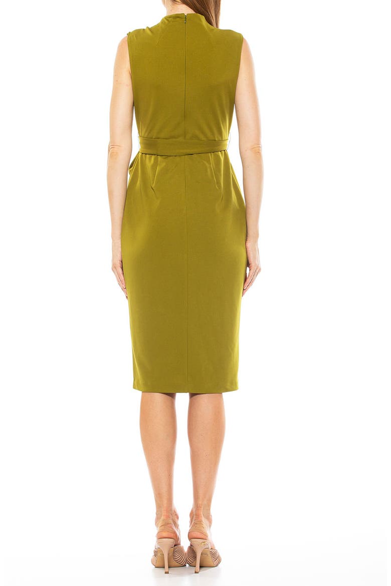 Mock Neck Belted Sheath Dress, Alternate, color, CHARTREUSE
