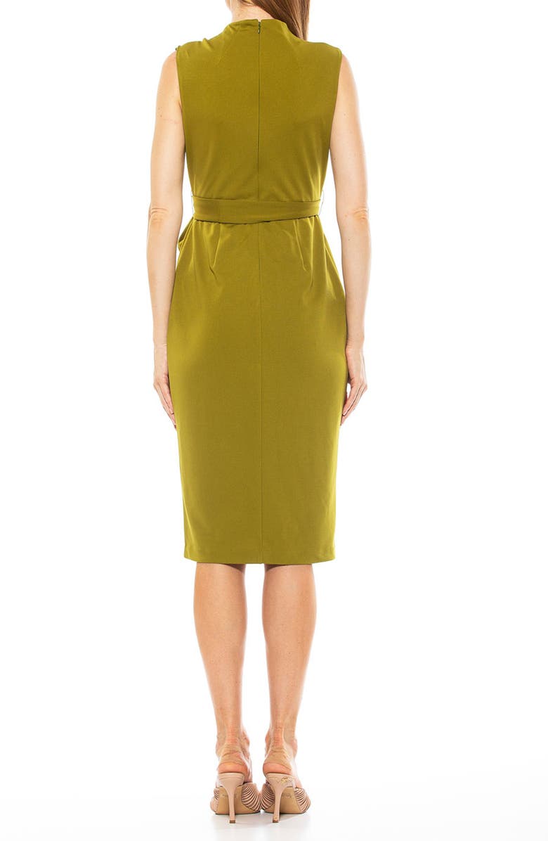 Alexia Admor Mock Neck Belted Sheath Dress, Alternate, color, Chartreuse