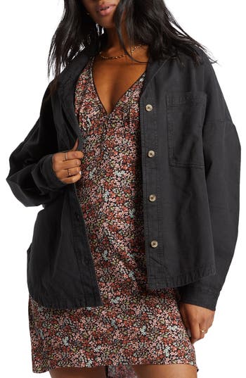 BILLABONG BILLABONG STOKED ON YOU OVERSIZE COTTON BUTTON-UP SHIRT