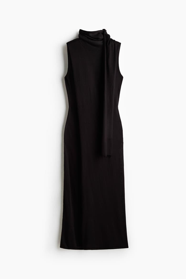 Scarf-collar Dress, Alternate, color, Black