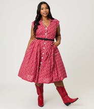 Unique Vintage Plus Size Shirt Swing Dress