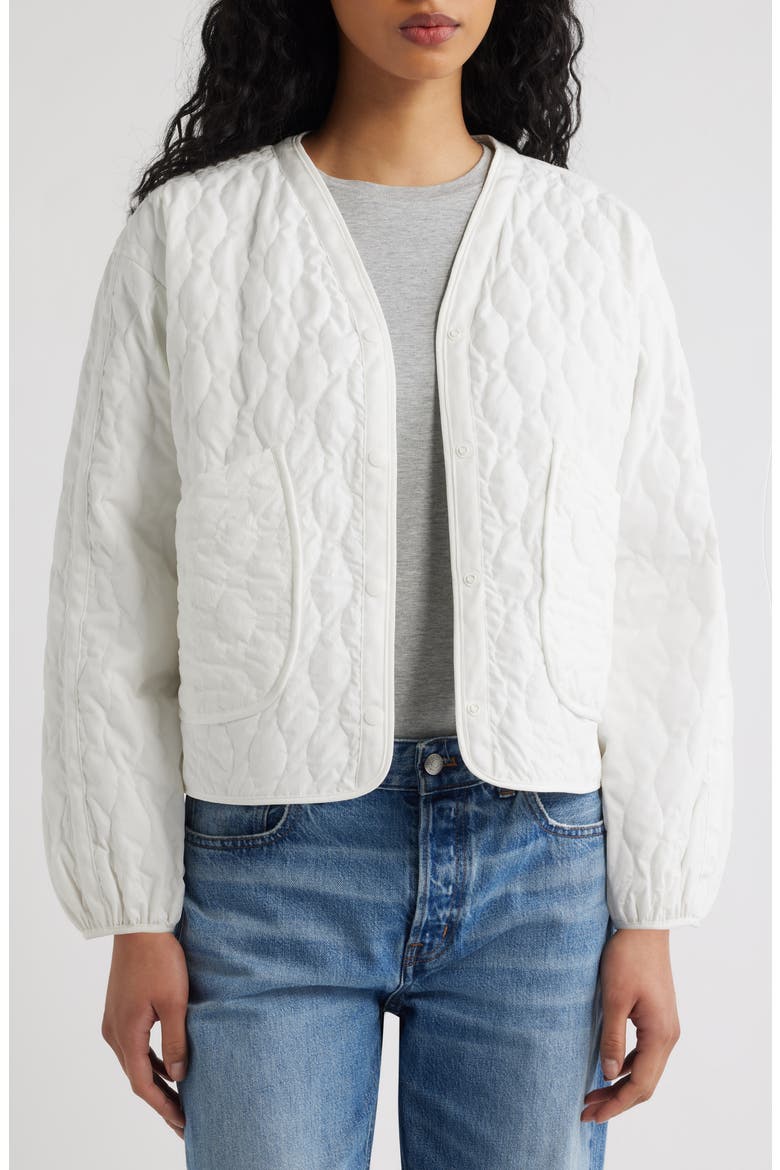 Fara Water Resistant Quilted Jacket, Alternate, color, OFF WHITE
