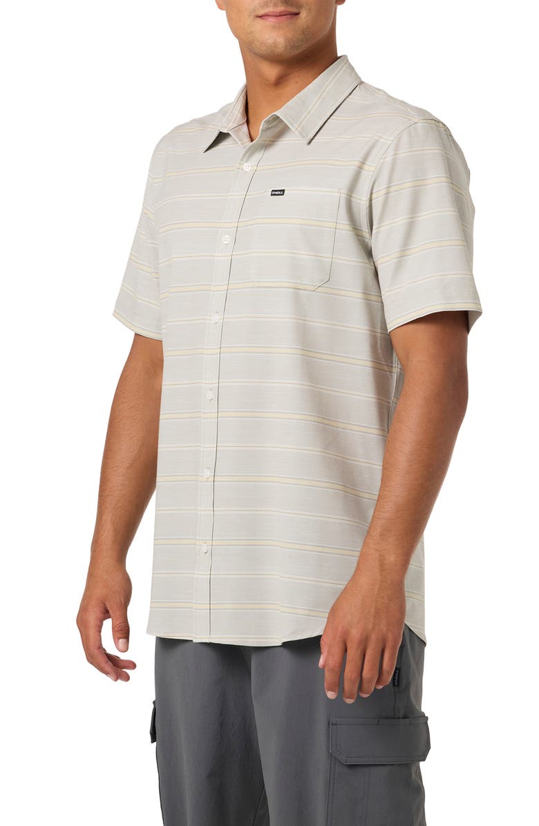 O'Neill Relaxed Fit Short Sleeve Performance Slub Button-Up Shirt, Alternate, color, Light Khaki