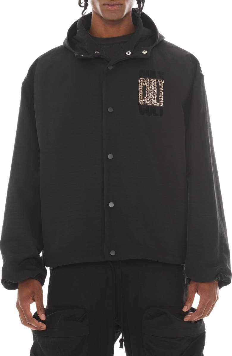 Cult of Individuality Oversize Coach's Jacket, Main, color, Black Nylon