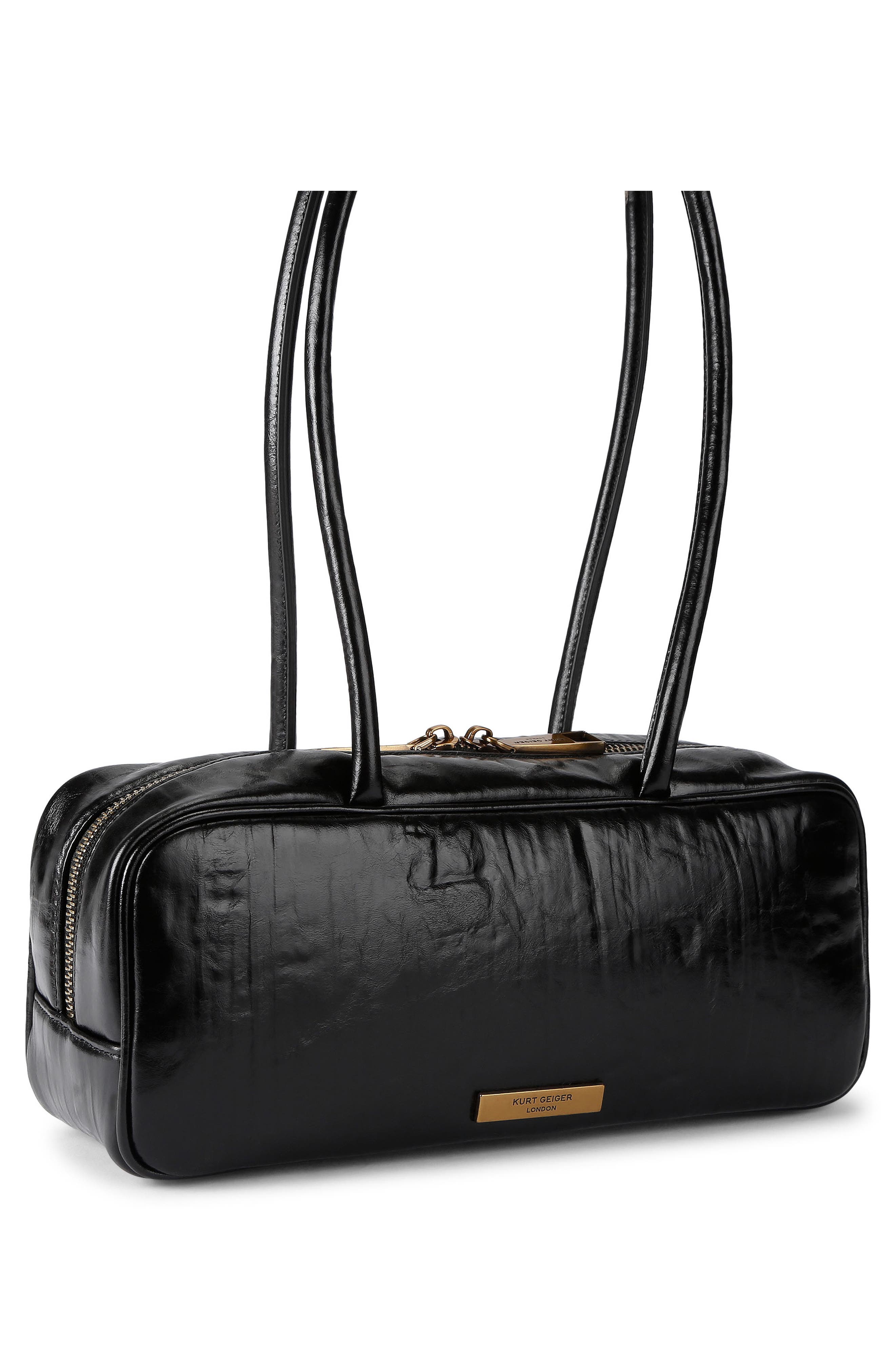 Small Celia Leather Duffle Crossbody Bag, Alternate, color, BLACK