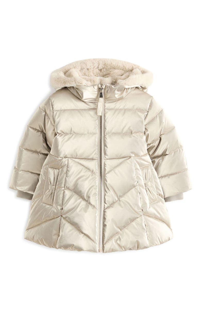 NEXT Kids' Quilted Hooded Puffer Jacket, Main, color, Taupe