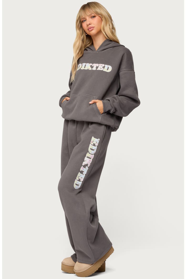 Mili Logo Wide Leg Sweatpants, Alternate, color, GRAY