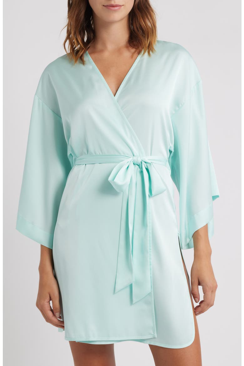 Get Ready with Me Satin Robe, Main, color, TEAL FAIR