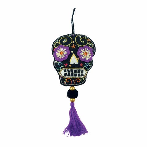 Black Skull With Tassel Ornament