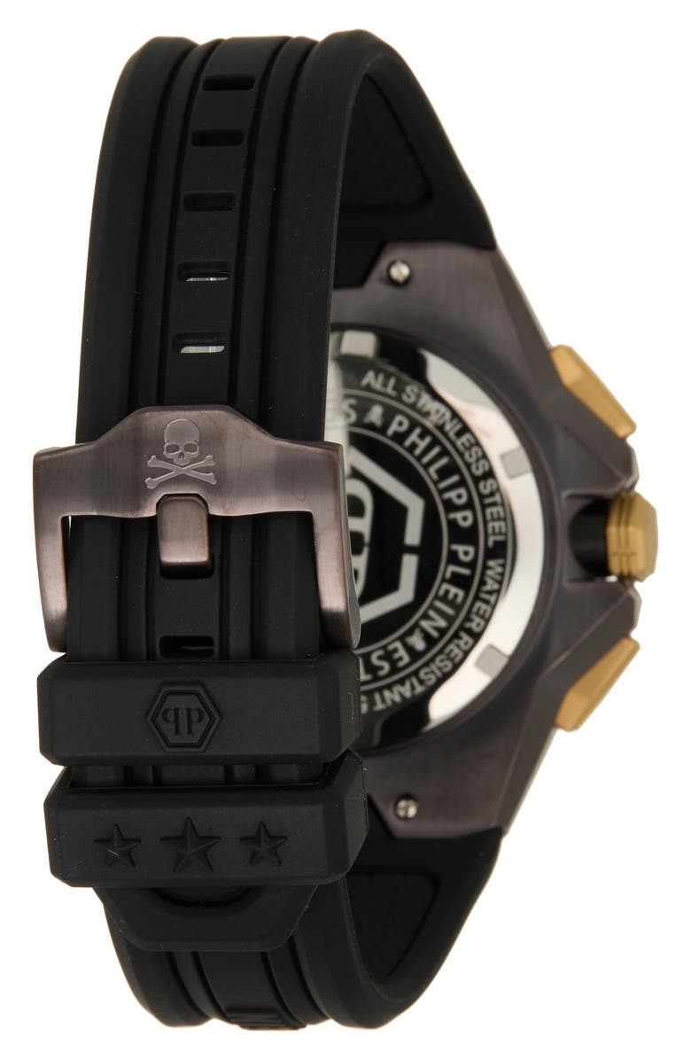 PHILIPP PLEIN Octagon Chronograph Silicone Strap Watch, 43.2mm, Alternate, color,