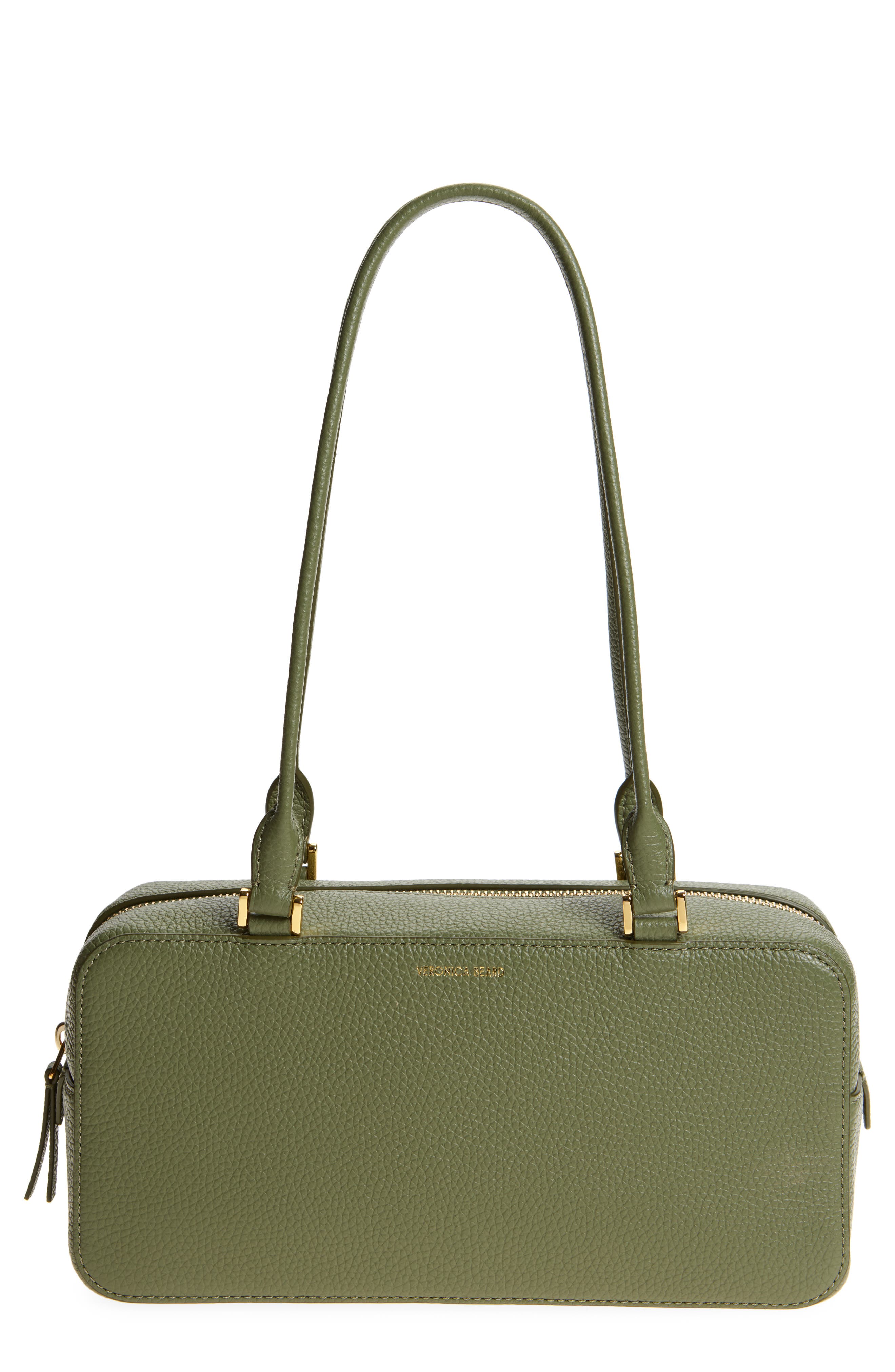 Veronica Beard Boxy Leather Shoulder Bag, Main, color, Stone Army