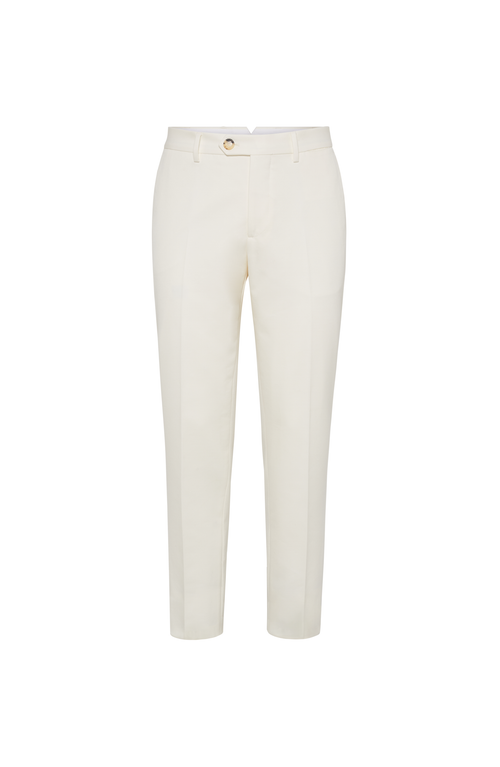 Brunello Cucinelli Cotton-virgin Wool Gabardine Italian Trousers In White