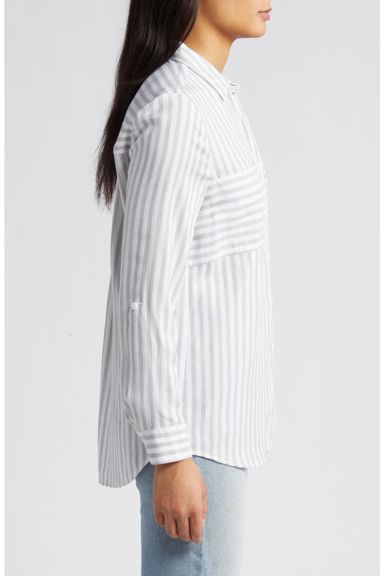 Kaia Stripe Long Sleeve Button-Up Shirt, Alternate, color, GREEN MOSS