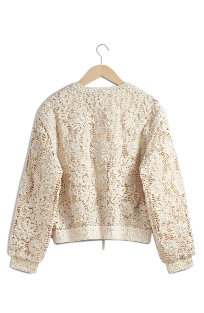 & Other Stories Soutache Embroidered Mesh Bomber Jacket, Alternate, color, Off White