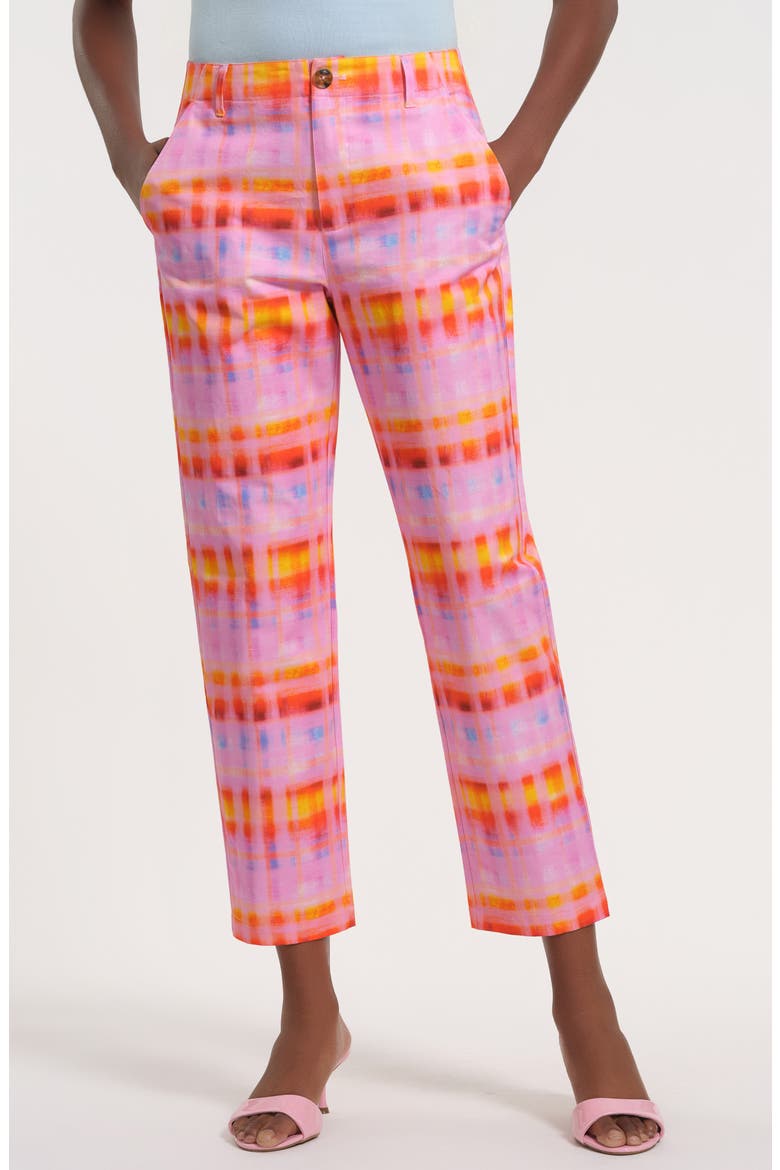 Slim Fit Ankle Cotton Pants, Alternate, color, PINK MULTI