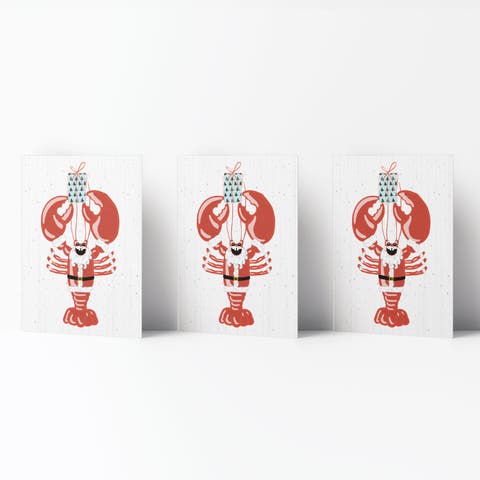 Winter/Holiday Greeting Card Pack Sets (3 ct) Lobstah Santa
