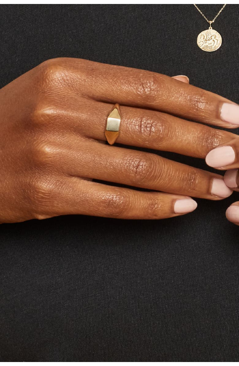 Oradina 14K Yellow Gold Florence Square Signet Ring, Alternate, color, Yellow Gold