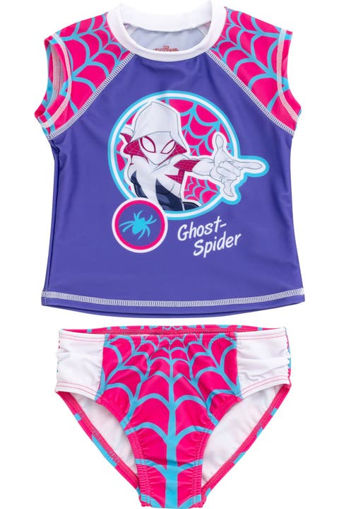 Spider-Verse 2-Piece Swimwear Rash Guard and Bikini Bottom Set