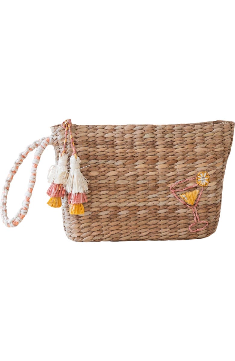 LIKHA Cocktail Embroidered Straw Pouch, Main, color,