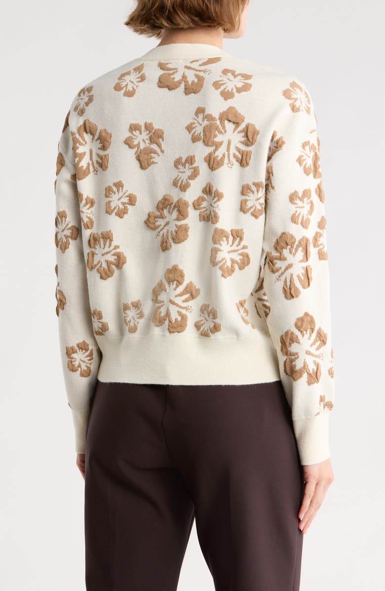 CYRUS Textured Floral V-Neck Cardigan, Alternate, color, Toffee/ Cream