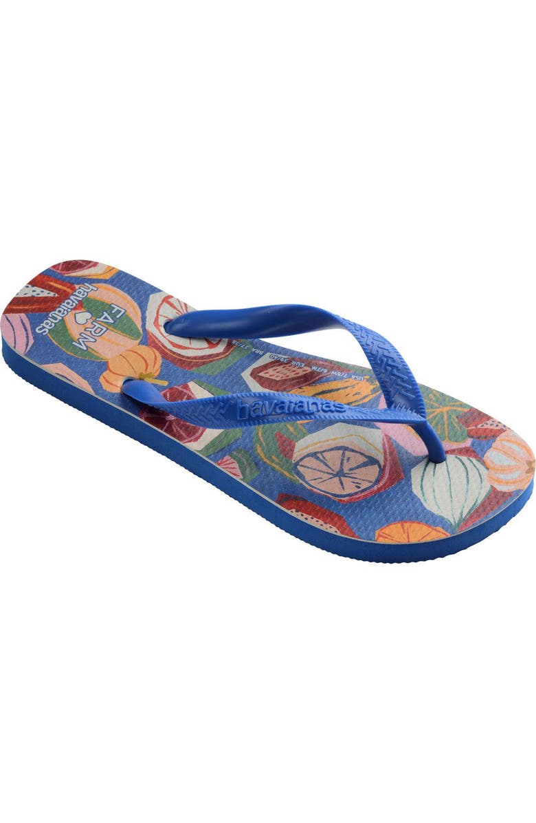 Havaianas x FARM Rio Fruit Flip Flop, Main, color, Blue Star